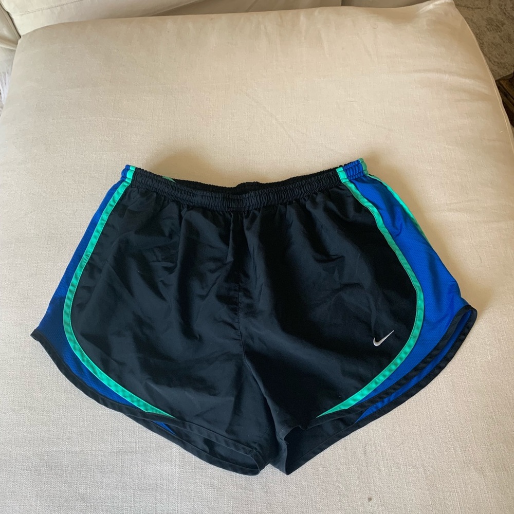 Black Nike Women’s Running Shorts with blue trim